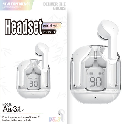 Mini Transparent Bluetooth Headset – ENC Noise Reduction & Sports Music